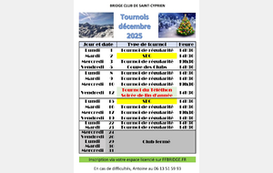 Tournois du mois de décembre