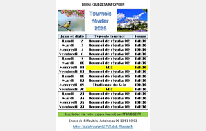 Tournois du mois de février