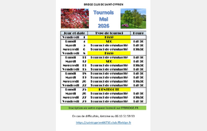 Tournois du mois de mai