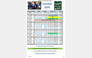 Agenda du mois d’Octobre