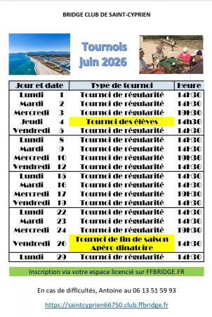 Tournois du mois de juin