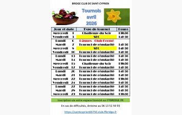 Tournoi du mois d'avril