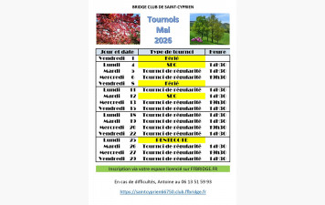 Tournois du mois de mai