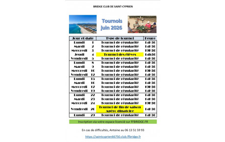 Tournois du mois de juin