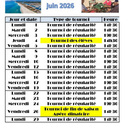 Tournois du mois de juin