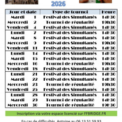 Tournois du mois de septembre